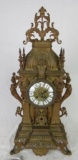 Antique Heavy Brass Ornate Cathedral Clock 26