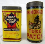 Lot (2) Vintage Gas & Oil Advertising Tire / Tube Patch Kits. Dr. Monkey & Moco Monkey
