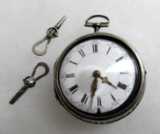 Rare 1700's Key Wind Pocket Watch Fusee Movement in Pair Case