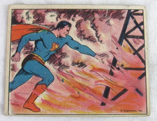 1940 Gum Inc. Superman Trading Card #34 Peril in the Oil Fields