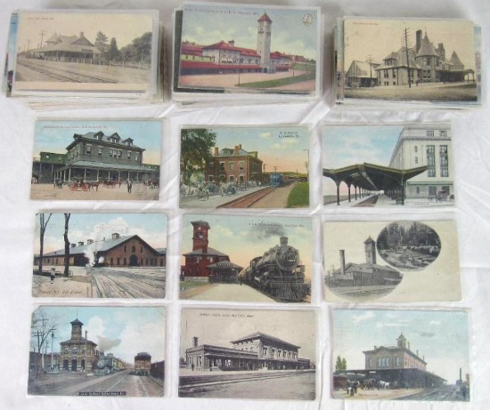 Huge Lot (Approx. 130+) Antique Postcards- All Train Stations/ Depots