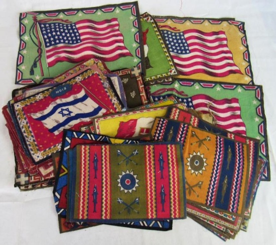 Large Group (65) Antique Tobacco Felt Flags/Native American/U.S. 48 Star Flags & More!