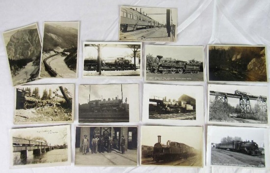Lot (14) Antique RPPC Real Photo Postcards- All Railroad/ Train Related