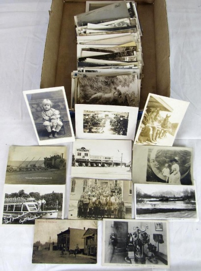 Huge Lot (160+) Assorted Antique RPPC Real Photo Postcards