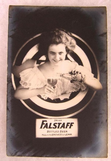Authentic Antique Falstaff Beer Lemp Fancy Lady RPPC Real Photo Postcard