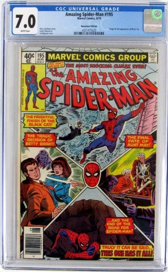 Amazing Spider-Man #195 (1979) Key Origin & 2nd App. Black Cat CGC 7.0