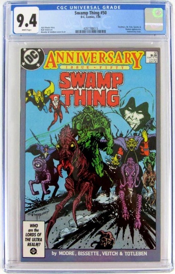 Swamp Thing #50 (1986) Key 1st Unofficial Justice League Dark CGC 9.4