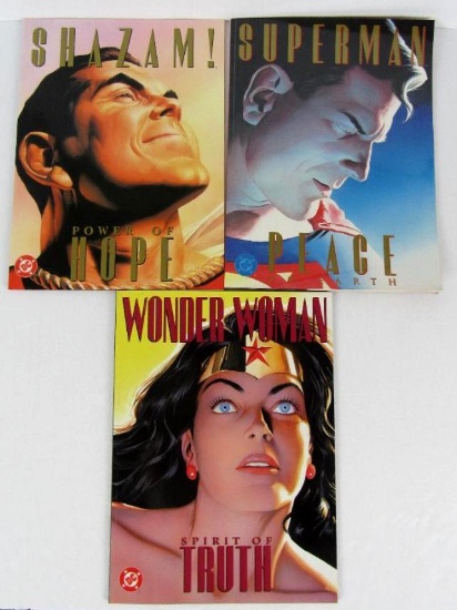 (3) 2001 DC Alex Ross Oversized Treasury Editions- Wonder Woman, Superman, Shazam