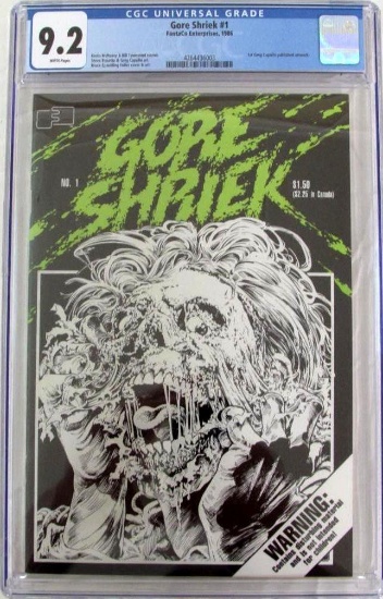 Gore Shriek #1 (1986) Key 1st Capullo Art/ 1st Issue Violent Horror CGC 9.2