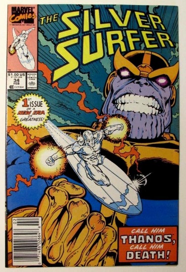 Silver Surfer #34 (1990) Key Return of Thanos/ Newsstand