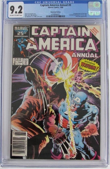Captain America Annual #8 (1986) Classic Zeck Wolverine/ Newsstand CGC 9.2