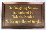 Dated 1923 Toledo Scales Honest Weight Metal Sign