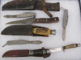 Excellent Lot of Vintage Fixed Blade & Folding Knives