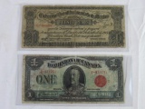 Series 1923 Canada $1 Note & 1913 Mexico 20 Peso Note