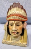 Antique Majolica Figural Indian Chief Tobacco Humidor