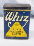 Antique Whiz Automobile Polishing Cloth Metal Can. Gas & Oil