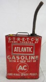 Rare Antique Atlantic / AC Spark Plug Metal 2 Gallon Gas Can