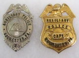 (2) Vintage Rochester Pennyslvania Auxiliary Police Badges (1 Civil Defense)