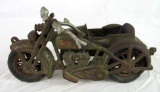 Rare Antique Hubley Cast Iron Harley Davidson Motorcycle & Sidecar- Large Size