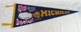 Rare Vintage 1965 U of M Michigan Wolverines Football Rose Bowl Pennant