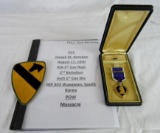 Korean War 1st Cav. Boxed Named Purple Heart