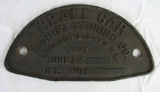 Antique Thrall Car Manufacturing Co. Cast Metal Equipment Badge