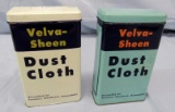 2 Vintage Velva Sheen Automobile Polish Cloth Metal Cans. Gas & Oil