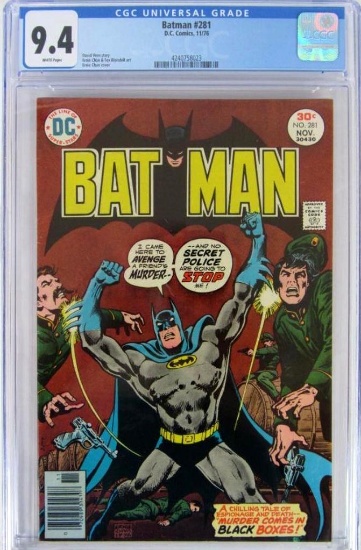 Batman #281 (1976) Bronze Age/ Beautiful Ernie Chan Cover CGC 9.4