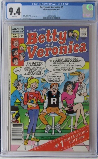 Betty and Veronica #1 (1987) Key 1st Issue Archie deCarlo Newsstand CGC 9.4