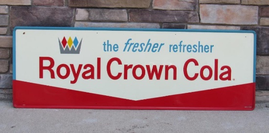 Outstanding RC Royal Crown Cola "The Fresher Refresher" Embossed Metal Sign