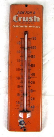 Antique Orange Crush Soda Metal Advertising Thermometer
