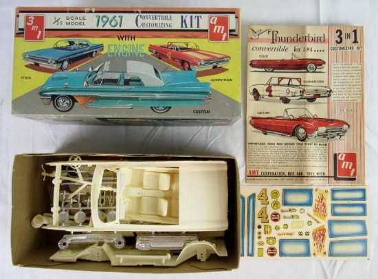 Excellent 1961 AMT K-211 Thunderbird 3 in 1 Convertible Customizing Model Kit MIB (Un-Built)