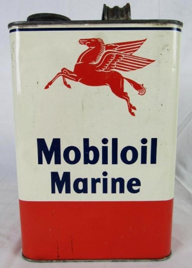Vintage Mobil Pegasus Mobiloil Marine 1 Gallon Metal Oil Can