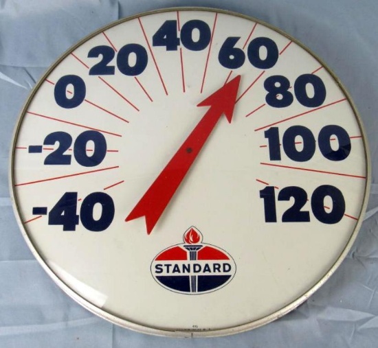 Excellent Vintage Standard Oil Advertising HUGE Pam Thermometer w/ Glass Bubble Dome