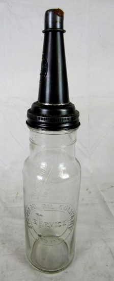 Antique Standard Oil Co. Embossed Glass Quart Oil Bottle