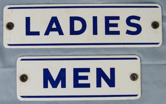 Original Antique Service Station Porcelain "MEN" & "LADIES" Restroom (Mobil?)