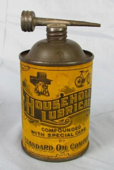 Excellent Antique Standard Oil Co. "Household Lubricant" Metal can Very Early!