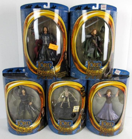Lot (5) Toybiz Lord of the Rings 6"-7" Figures- Smeagol, Aragorn, Eowyn+