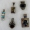 Lot (5) Native American Sterling Silver Pendants w/ Turquoise & Other Stones