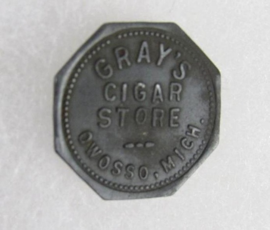 Rare Gray's Cigar Store (Owosso, Michigan) 10 Cent Trade Token