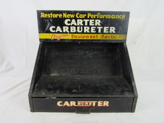 Antique Carter Carbureter Metal Service Station Display Cabinet