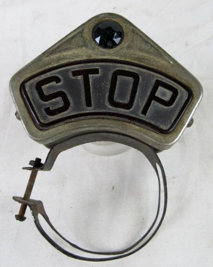 Outstanding Antique Jeweled Glass Lens "Stop" Tail Light for Automobile or Motorcycle