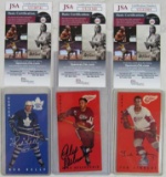 Alex Delvecchio, Ted Lindsay, Red Kelly Signed Hockey Cards All Hall of Famers/ JSA