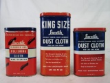 Lot (3) Antique Las-Stik Automobile or Furniture Dust / Polishing Cloth Tins. Gas & Oil