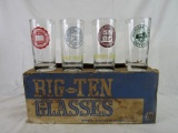 1950's-60's Full Set (10) Marathon Oil Premium Big 10 Football Glasses