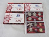 Lot (3) 2001 - 2003 US Silver Proof Sets w/ Silver State Quarters