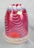 Beautiful Fenton Cranberry Opalescent 2 Piece Fairy Light