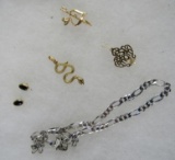 Beautiful Lot of 14 Kt Gold Jewelry. Chain, Pendants, Earrings
