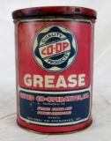Antique Co-op Grease Metal Grease Oil Can w/ Farm Graphics