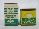 Lot (2) Antique Vulcanizing Patch Tire Repair Advertising Kits. Gas & Oil